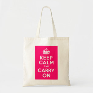 ホットピンクKeep Calm and Carry On トートバッグ
