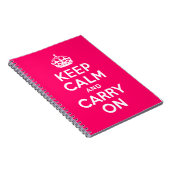 ホットピンクKeep Calm and Carry On ノートブック (右側)