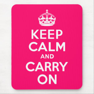 ホットピンクKeep Calm and Carry On マウスパッド