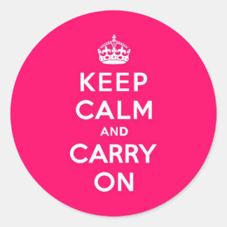 ホットピンクKeep Calm and Carry On ラウンドシール
