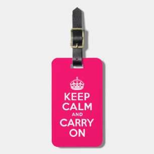 ホットピンクKeep Calm and Carry On ラゲッジタグ