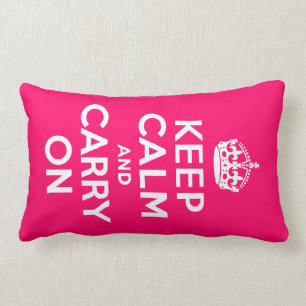 ホットピンクKeep Calm and Carry On ランバークッション