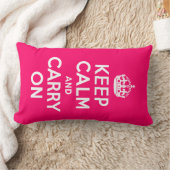 ホットピンクKeep Calm and Carry On ランバークッション (ブランケット)