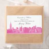 ホットピンクNYCワイドスカイラインエッチング水瓶 ラベル (インサイチュ)