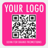 ホットピンクQRコードスタンプ事業ロゴスクエア スクエアシール (正面)