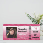 ホットピンクSweet sixteenフォトチケット招待状 招待状 (スタンド正面)