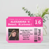 ホットピンクSweet sixteenフォトチケット招待状 招待状 (スタンド正面)