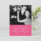 ホットピンクXOXOバレンタインデーのフォトカード シーズンカード (スタンド正面)