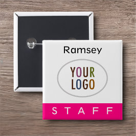 ホットピンバックスタッフバッジスクスクエアロゴボタン 缶バッジ