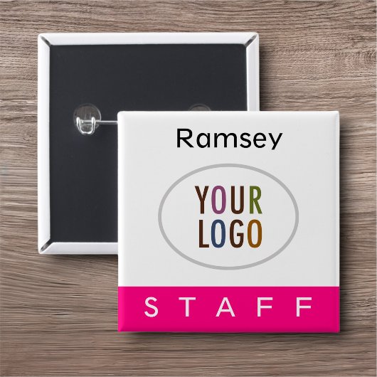 ホットピンバックスタッフバッジスクスクエアロゴボタン 缶バッジ