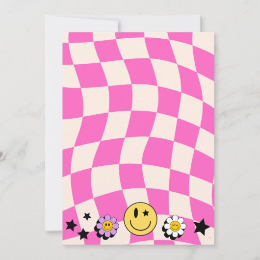 ホットピ名門私立校風のンクレトロハッピー顔パーティー誕生日 招待状 (裏面)