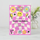 ホットピ名門私立校風のンクY2Kハッピー顔パーティー誕生日 招待状 (スタンド正面)