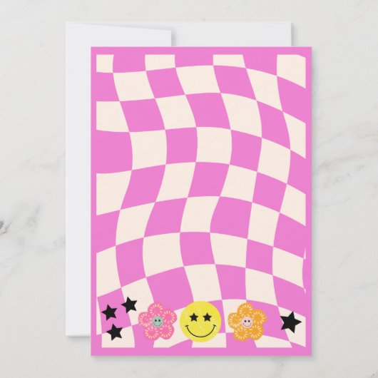 ホットピ名門私立校風のンクY2Kハッピー顔パーティー誕生日 招待状 (裏面)