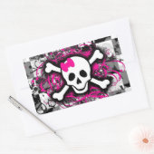 ホットピ市松模様にック(ばちゃばちゃ)跳ねる付きスカル 長方形シール (封筒)