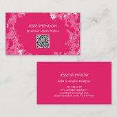 ホットピ芸術的ンク抽象芸術絵を描(ばちゃばちゃ)跳ねるQRコード 名刺 (正面/裏面)