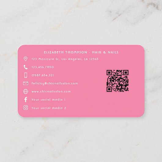 ホットピ鮮やかックシックなヘアサロンブランディング 名刺 (裏面)