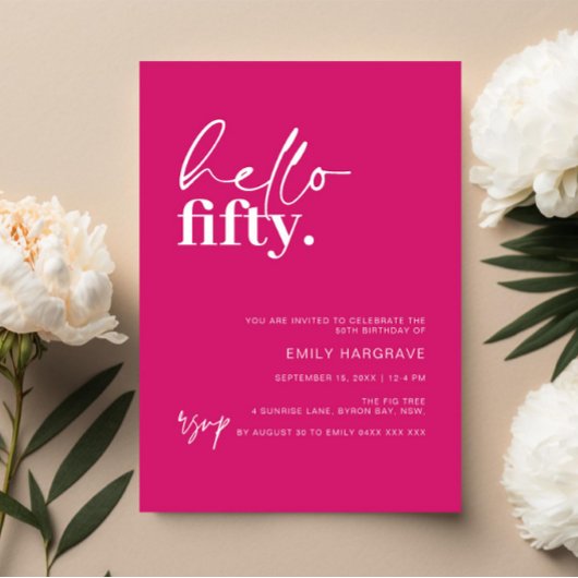 ホットピ鮮やかックハロー50歳の誕生日パーティー 招待状