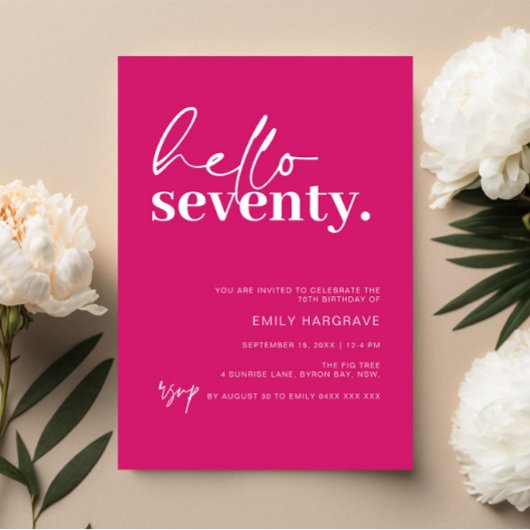 ホットピ鮮やかンクこんにちは70th誕生日パーティー 招待状