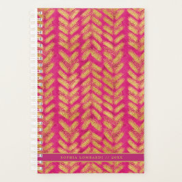 ホットピ鮮やかンクと金ゴールドパターン プランナー手帳