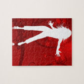 ホットファイアレッド踊りクラブパーティー女ガールガールBABE WH ジグソーパズル (横)