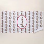 ホットファッジアイスクリームサンデホイップクリームさくらんぼ ビーチタオル (正面)