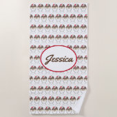 ホットファッジアイスクリームサンデホイップクリームさくらんぼ ビーチタオル (正面)