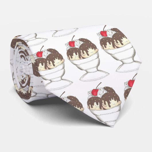 ホットファッジアイスクリームショップサンデーグルメタイ ネクタイ (ロール)