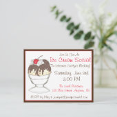 ホットファッジサンデアイスクリームソーシャルバースデーパーティー インビテーションポストカード (スタンド正面)