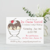 ホットファッジサンデアイスクリームソーシャルバースデーパーティー 招待状 (スタンド正面)