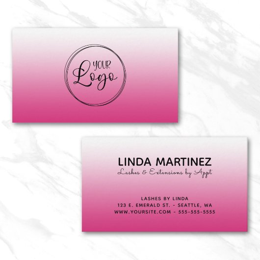 ホットフクシアピンクグラデーションロゴ 名刺