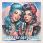 ホットフラッシュクロニクルガラスのコースターはっきりした- & Sassy ガラスコースター (正面)