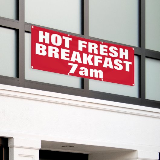 ホットフレッシュブレックファーストレッドカスタムビジネスアウトドア 横断幕 (ビルの外側)