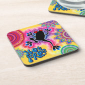 ホットフロッグサーフボホサイケデリックコースターイエロー。 コースター (左側)