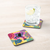 ホットフロッグサーフボホサイケデリックコースターイエロー。 コースター (右側)