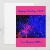 ホットブルーとピンクのクリスマスツリーのライトディスプレイ シーズンカード (正面/裏面)