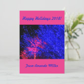 ホットブルーとピンクのクリスマスツリーのライトディスプレイ シーズンカード (スタンド正面)