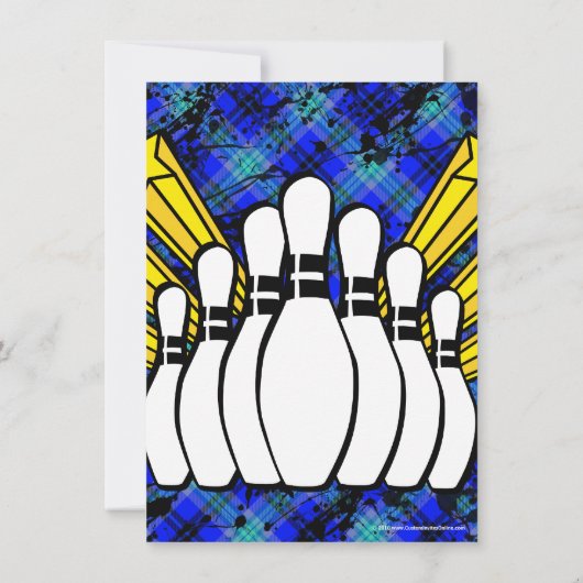 ホットブルーボーイパーソナライズされたボーリングパーティの招待状 招待状 (裏面)