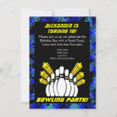 ホットブルーボーイパーソナライズされたボーリングパーティの招待状 招待状 (正面)