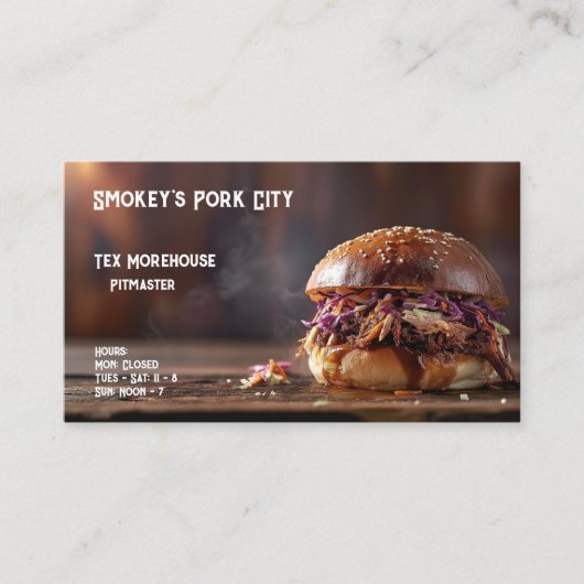 ホットプルポークサンドイッチと文字宇宙 名刺 (正面)