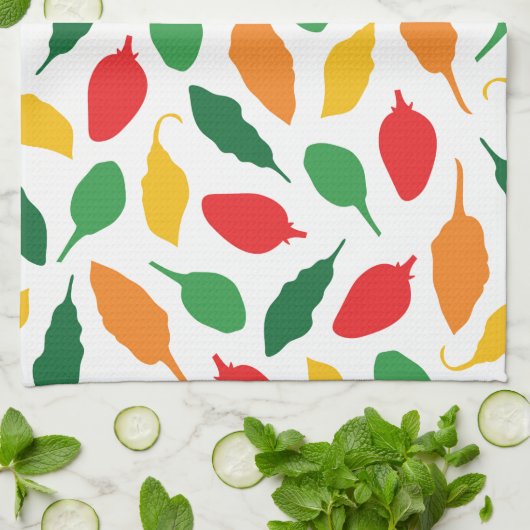 ホットペッカラフルパーズハーブガーデンパターン キッチンタオル (折り畳み)