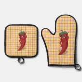 ホットペッパーディーバスケッチカスタムプレイド 鍋つかみ&鍋敷きセット (正面)