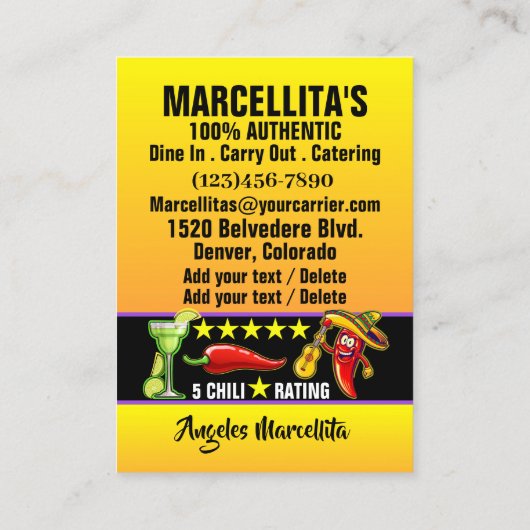 ホットペッパーメキシカンレストランユーモア 名刺 (裏面)