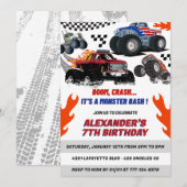 ホットホイールパーティの招待状ボーイブームクラッシュ 招待状 (正面/裏面)