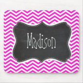 ホットマゼンタシェブロンストライプレトロ;シルクボードの外観 マウスパッド (正面)