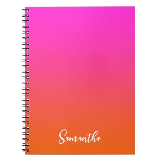 ホットマゼンタピンクと明るいオレンジの名グラデーション前 ノートブック (正面)
