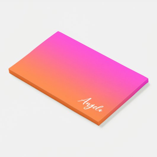 ホットマゼンタピンクと明るいオレンジの名グラデーション前 ポストイット (アングル)