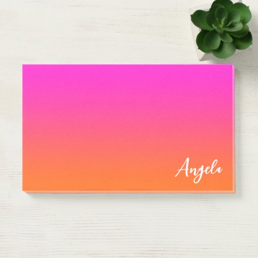 ホットマゼンタピンクと明るいオレンジの名グラデーション前 ポストイット (オフィス)