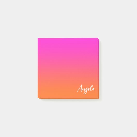 ホットマゼンタピンクブライトオレンジグラデーション色のスクリプト名 ポストイット (正面)