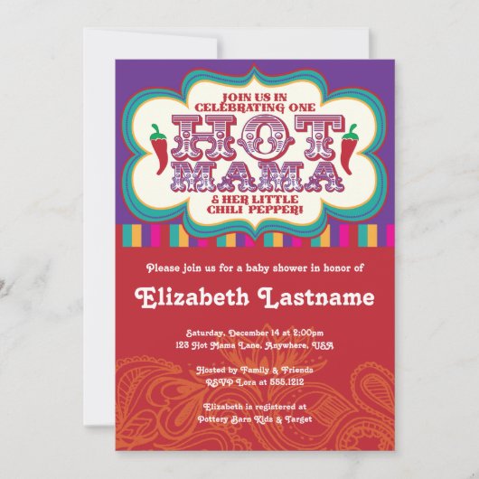 ホットママベビーシャワー招待状 招待状 (正面)
