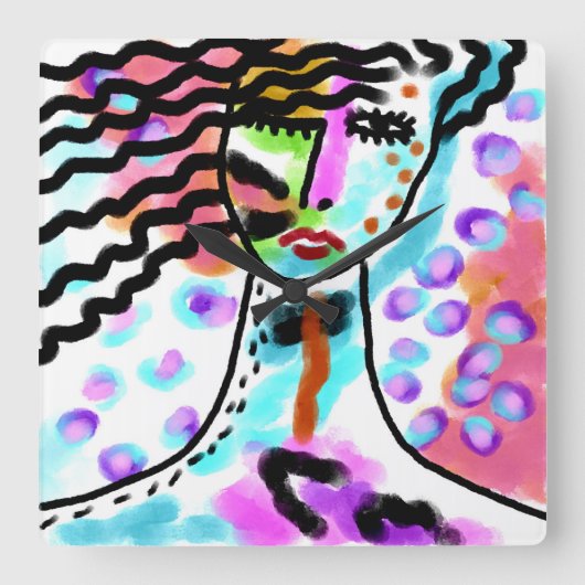 ホットメイルオリジナル抽象芸術アート スクエア壁時計 (正面)